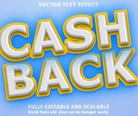 Cash back text effect vector