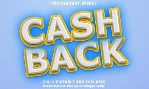 Cash back text effect vector