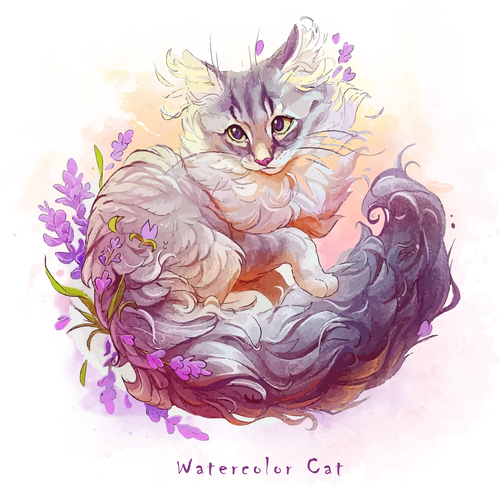 Cats in watercolor vector