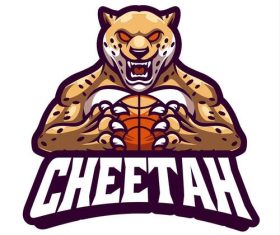 Cheetah basketball character mascot sport vector