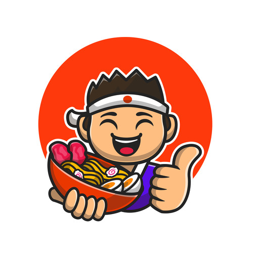 Chef ramen noodle cartoon vector