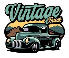Classic vintage truck vector