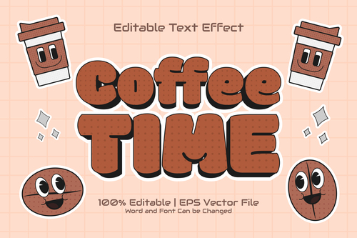 Coffee time carton style text effect vector