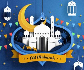 Colorful Eid mubarak holiday greeting card vector