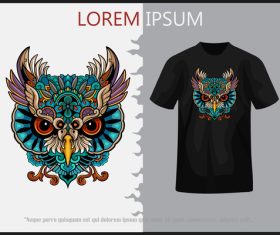 Colorful owl arts tshirt vector