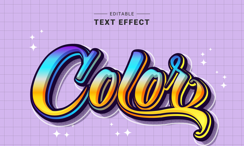 Colos 3d editable text style vector