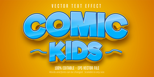 Comic kids editable text effect font vector
