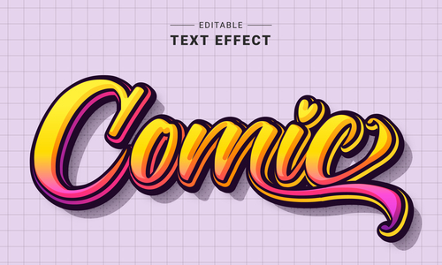 Comie 3d editable text style vector