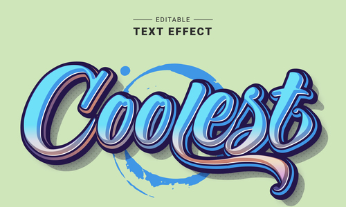 Coolest 3d editable text style vector