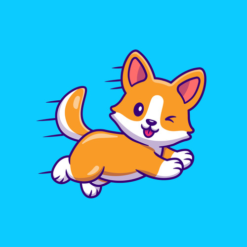 Corgi dog running and jumping cartoon vector