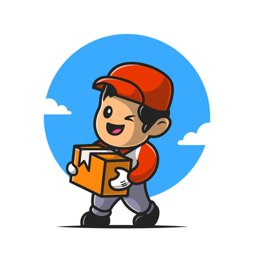 Courier shipping package cartoon vector