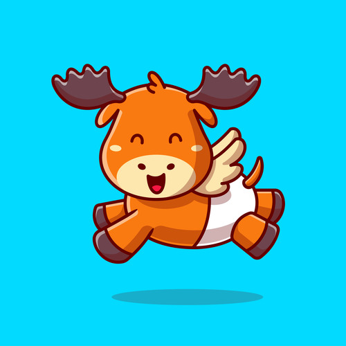 Cute baby moose running vector