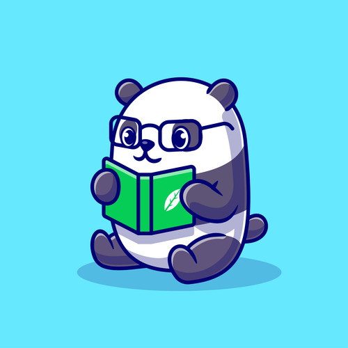 Cute panda reading book vector