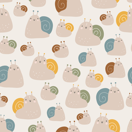 Cute snail cartoon pattern vector