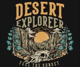 Desert explorer with cow skull vector