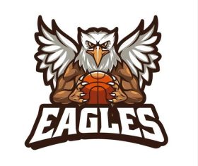 Eagle basketball character mascot sport logo vector