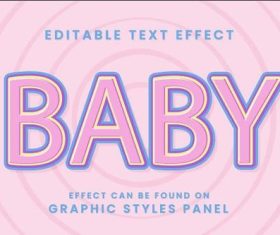 Editable text effect baby vector