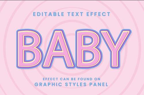 Editable text effect baby vector