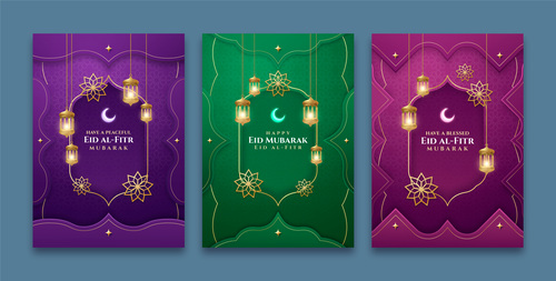 Eid mubarak card banner vector