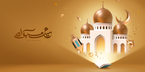 Eid mubarak card vector