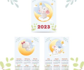Elephant baby background 2023 calendar vector