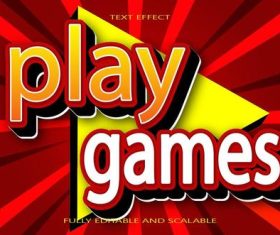 Emboss play games editable text effect vector
