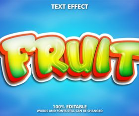 FRUIT 3d editable text effect font vector