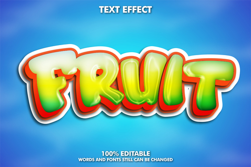 FRUIT 3d editable text effect font vector