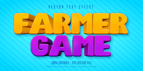 Farmer game editable text effect font style vector