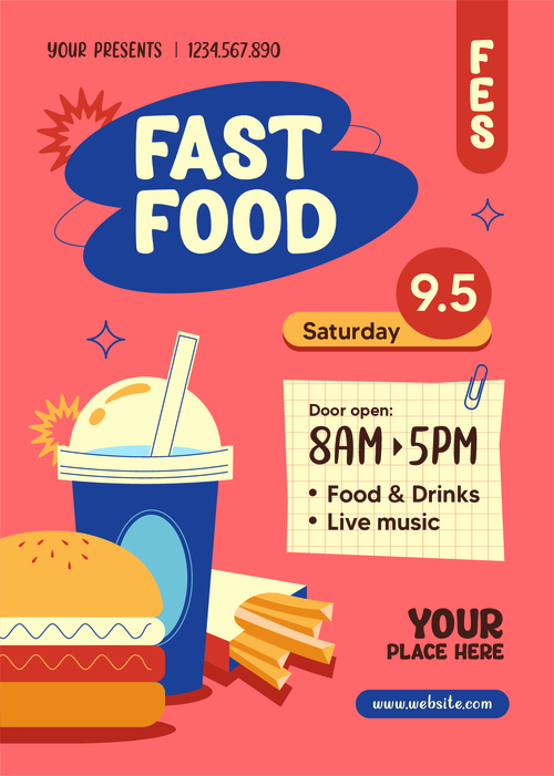Fast food festival flyer vector