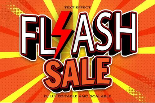 Flash sale emboss editable text effect vector