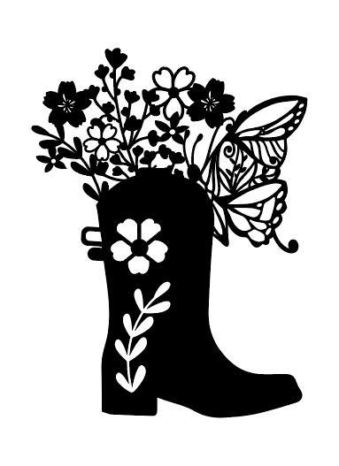 Floral boots papercut vector