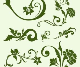 Flower and leaf ornamental green vector