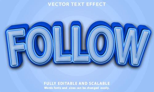 Follow text effect vector