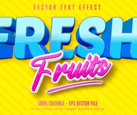 Fresh fruits editable text effect font style vector