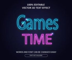 Game time emboss editable text effect vector