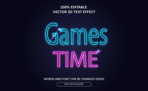 Game time emboss editable text effect vector