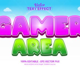 Gamer area editable text effect font style vector
