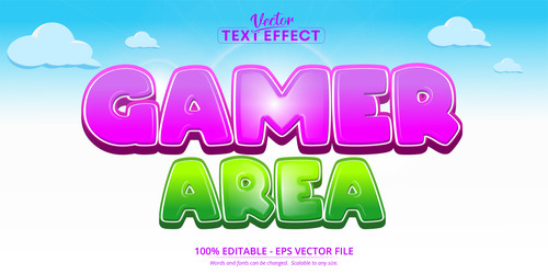 Gamer area editable text effect font style vector