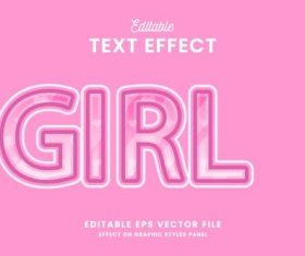 Girl text effect vector