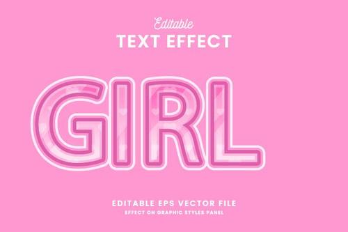 Girl text effect vector