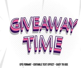 Giveaway time emboss editable text effect vector