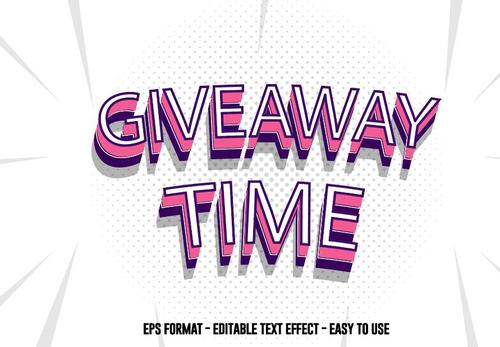 Giveaway time emboss editable text effect vector