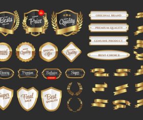 Gold badge label Vector