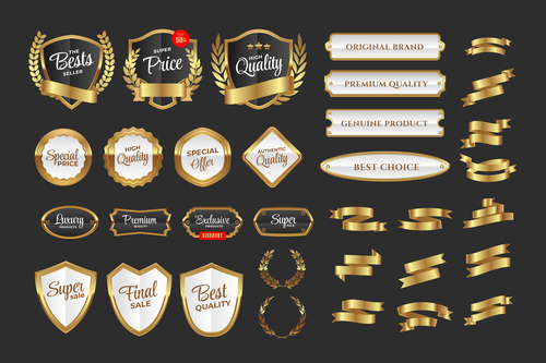 Gold badge label Vector