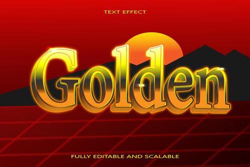 Golden emboss editable text effect vector