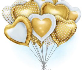 Golden heart shaped ballooons vector