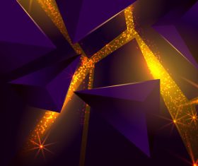 Golden light and triangle 3D abstract background vector