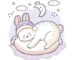 Good night rabbit cartoon vector