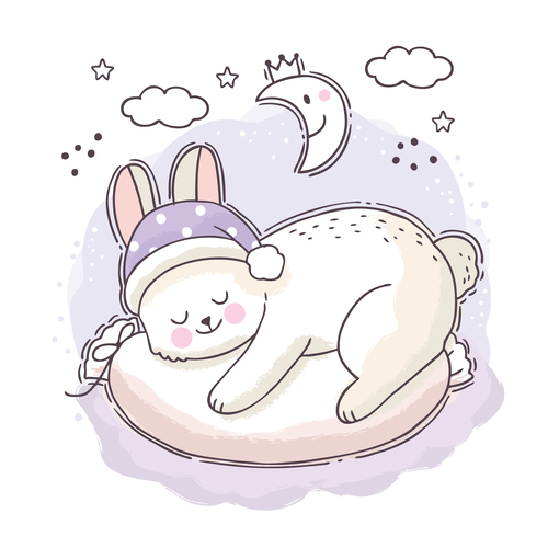 Good night rabbit cartoon vector